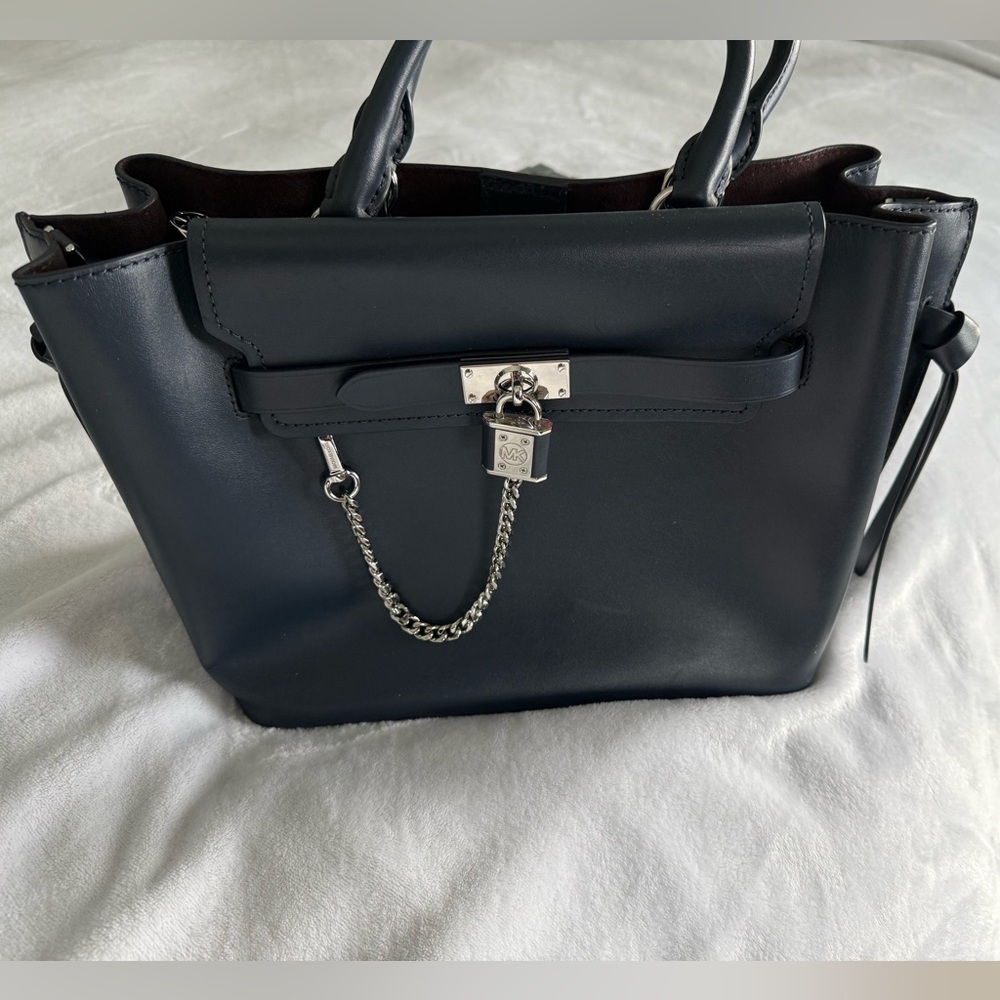 Michael Kors Hamilton Legacy Elegant Navy Leather Handbag
